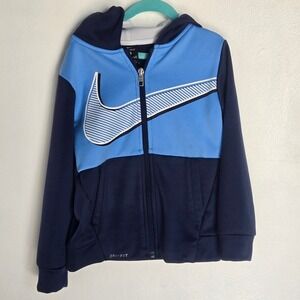 Nike Dri Fit Kids S 5 5T‎ Blue Navy Zip Hoodie Jacket Athletic Activewear